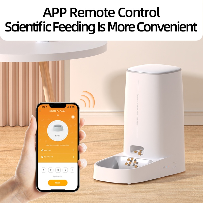 Rojeco 4L Large Automatic Pet Feeder WIFI+APP Control Auto Feeder