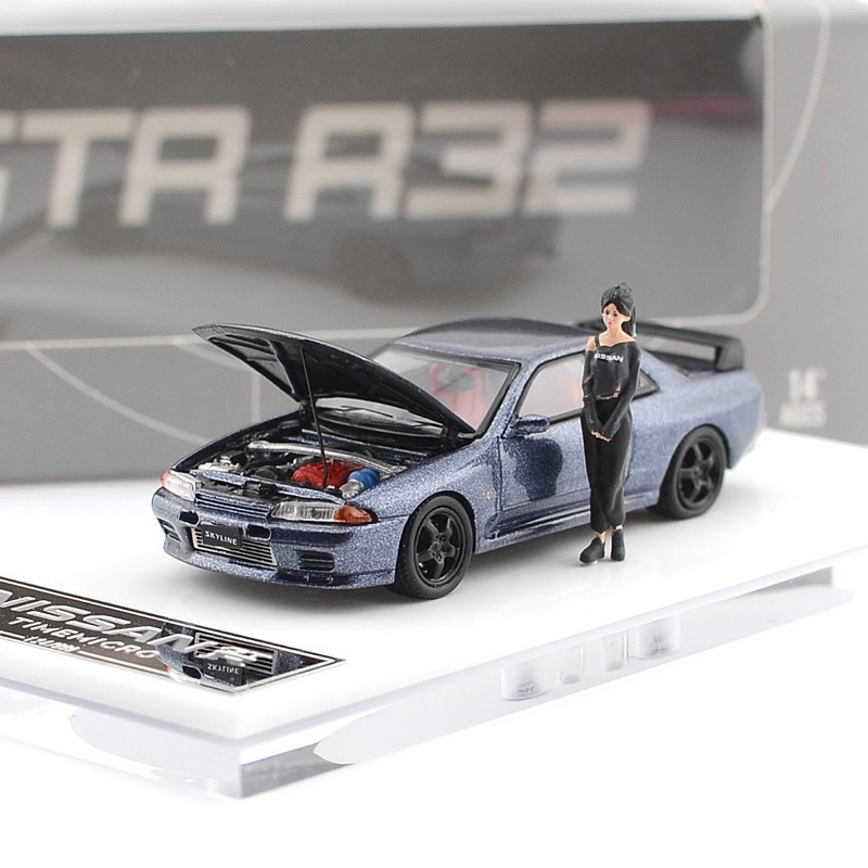 TIME MICRO 1/64 NISSAN GT-R R32 SILVER OPENABLE HOOD WITH FIGURE ...