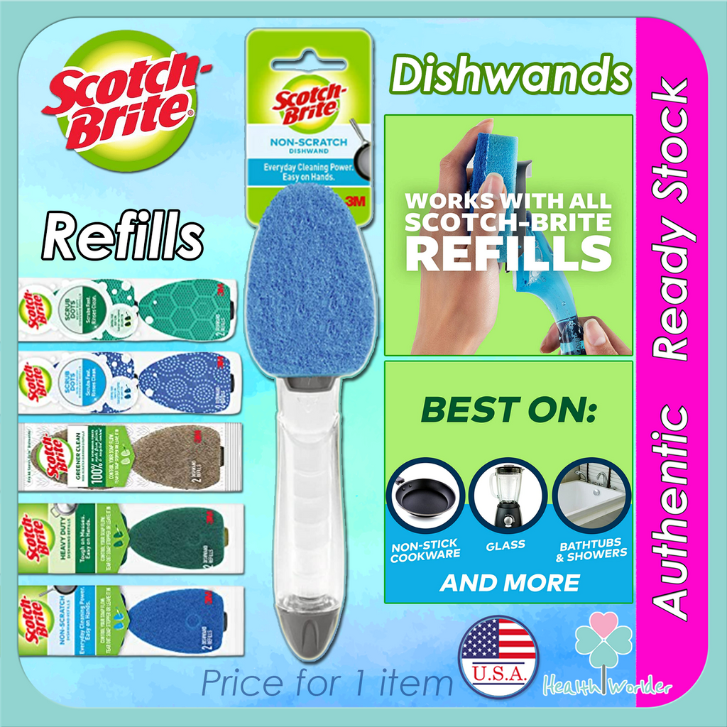 USA 3M Scotch Brite Non-Scratch Dishwand Keeps Hands Out of the Mess ...