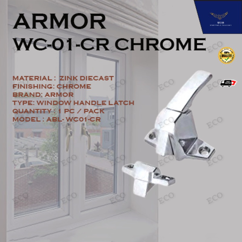 ARMOR WC-01-CR Chrome Window Handle And Latch Window Casement Handle ...