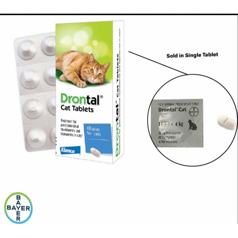 Original drontal cat deworming, pill cacing kucing 1 tablet Shopee