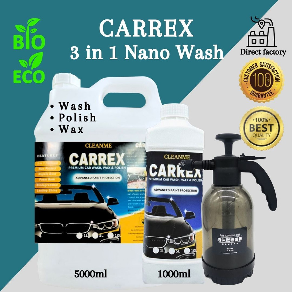 CARREX NANO CAR WASH 3 in 1 FORMULA BIOECO with FOAM SPRAY 1000ML, 5000ML Shopee Malaysia