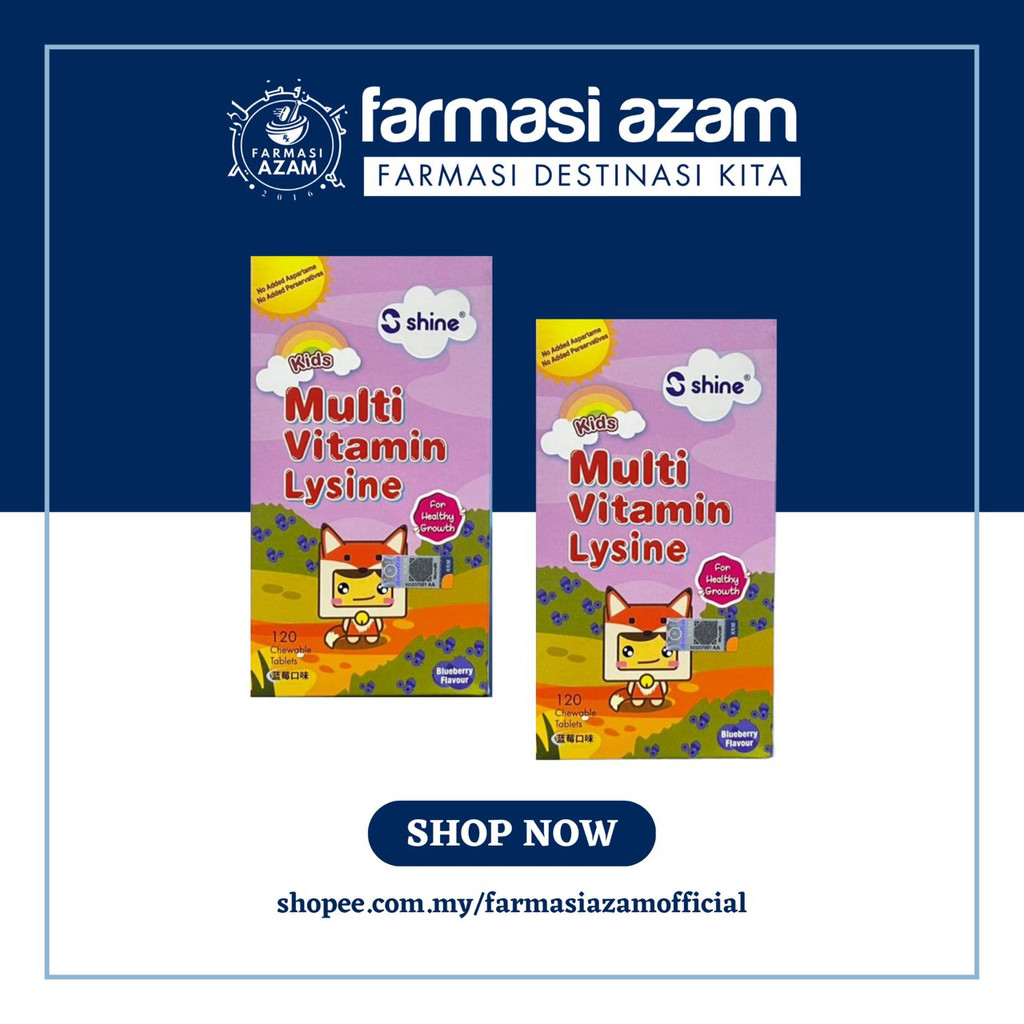 SHINE KIDS MULTIVITAMIN LYSINE CHEWABLE TABLETS BLUEBERRY FLAVOUR (EXP