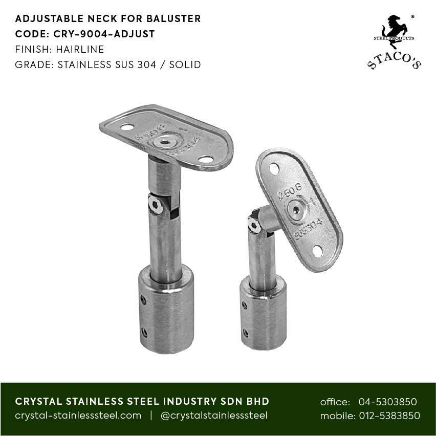 STACOS Stainless Steel 304 Adjustable Handrail Neck Head Bracket ...