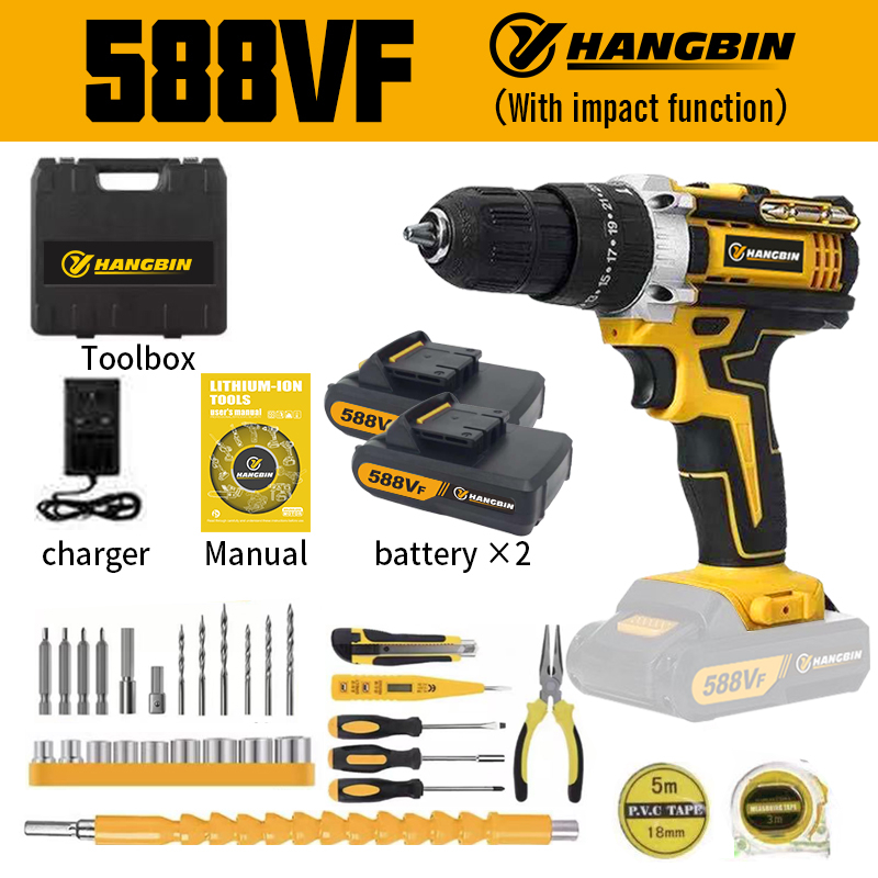 588VF impact drill Set 3 Mode Cordless Drill Screwdriver 2 Speed Hammer ...