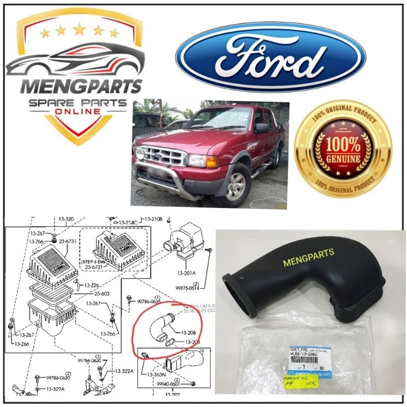 ORIGINAL FORD RANGER WL 2.5 12V 1999Y2007Y AIR CHAMBER DUCT HOSE WL84