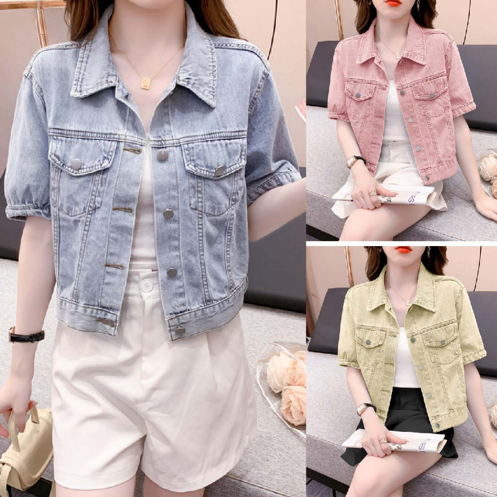 Korean Style Short Sleeve Denim Jacket Casual Women Ladies Jacket