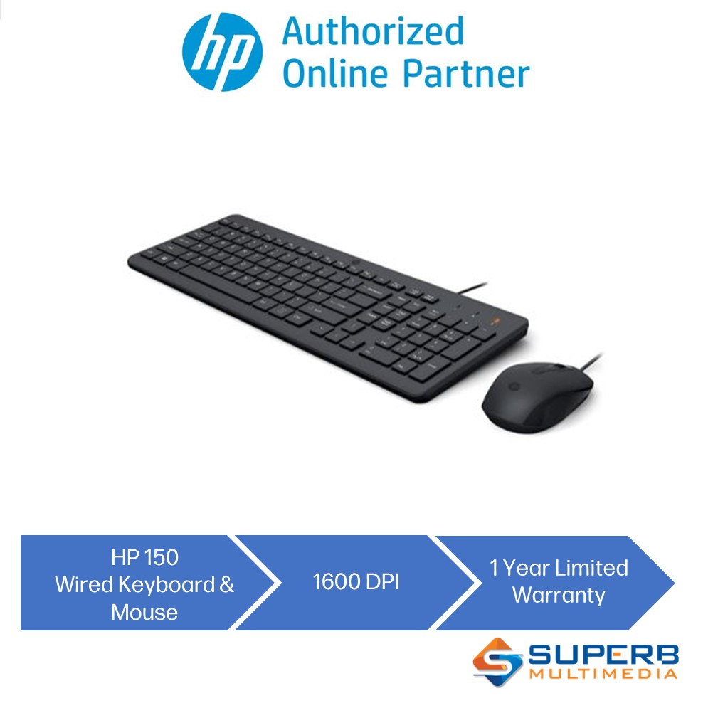 HP 150 WIRED MOUSE AND KEYBOARD COMBO (240J7AA) | Shopee Malaysia