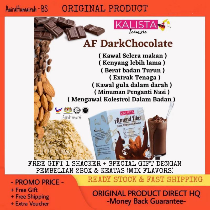 KALISTA ALMOND FIBER DARK CHOCOLATE HQ Shopee Malaysia