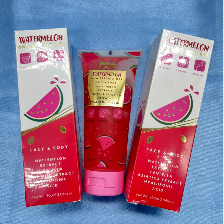 WNA WATERMELON PEELING GEL FACE & BODY 100ML ( BOX MERAH PUTIH