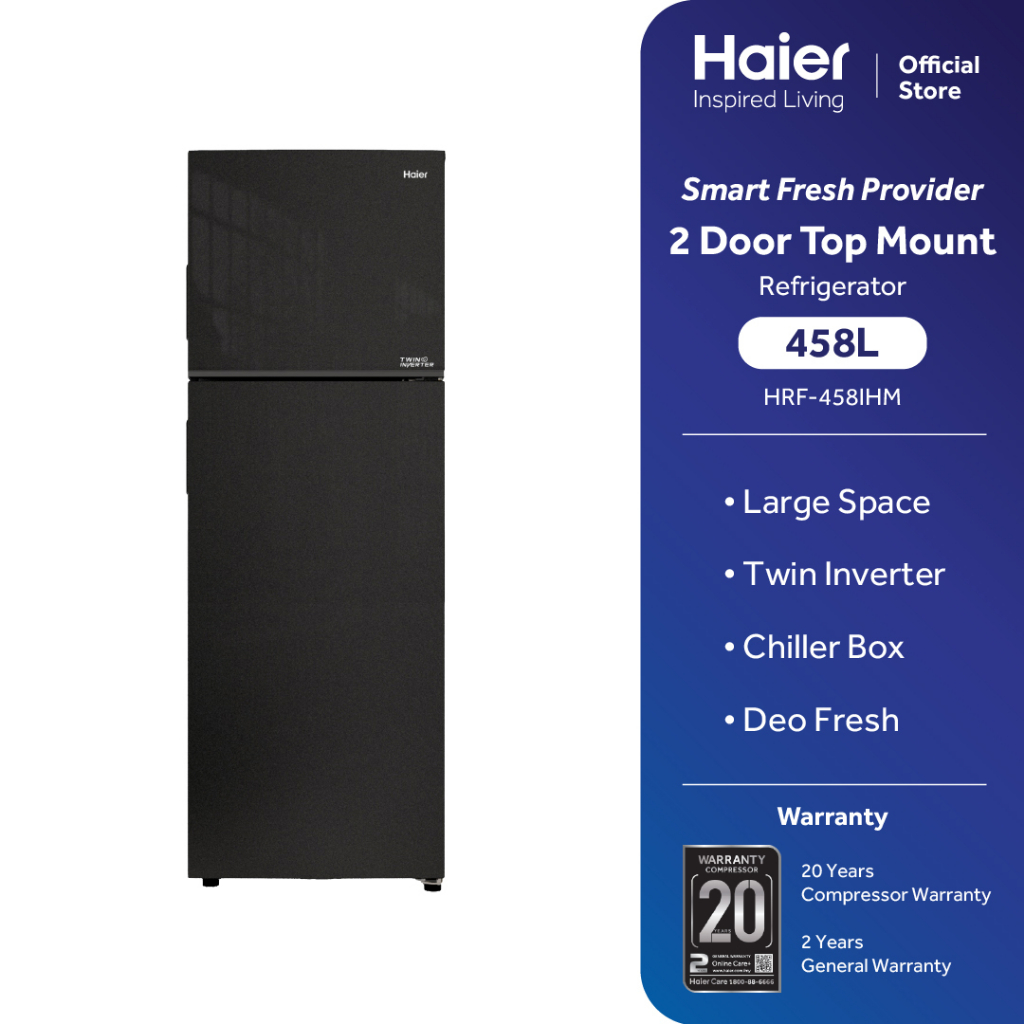 Haier 418L/458L 2Door Refrigerator Twin Inverter 5 Star Energy Saving