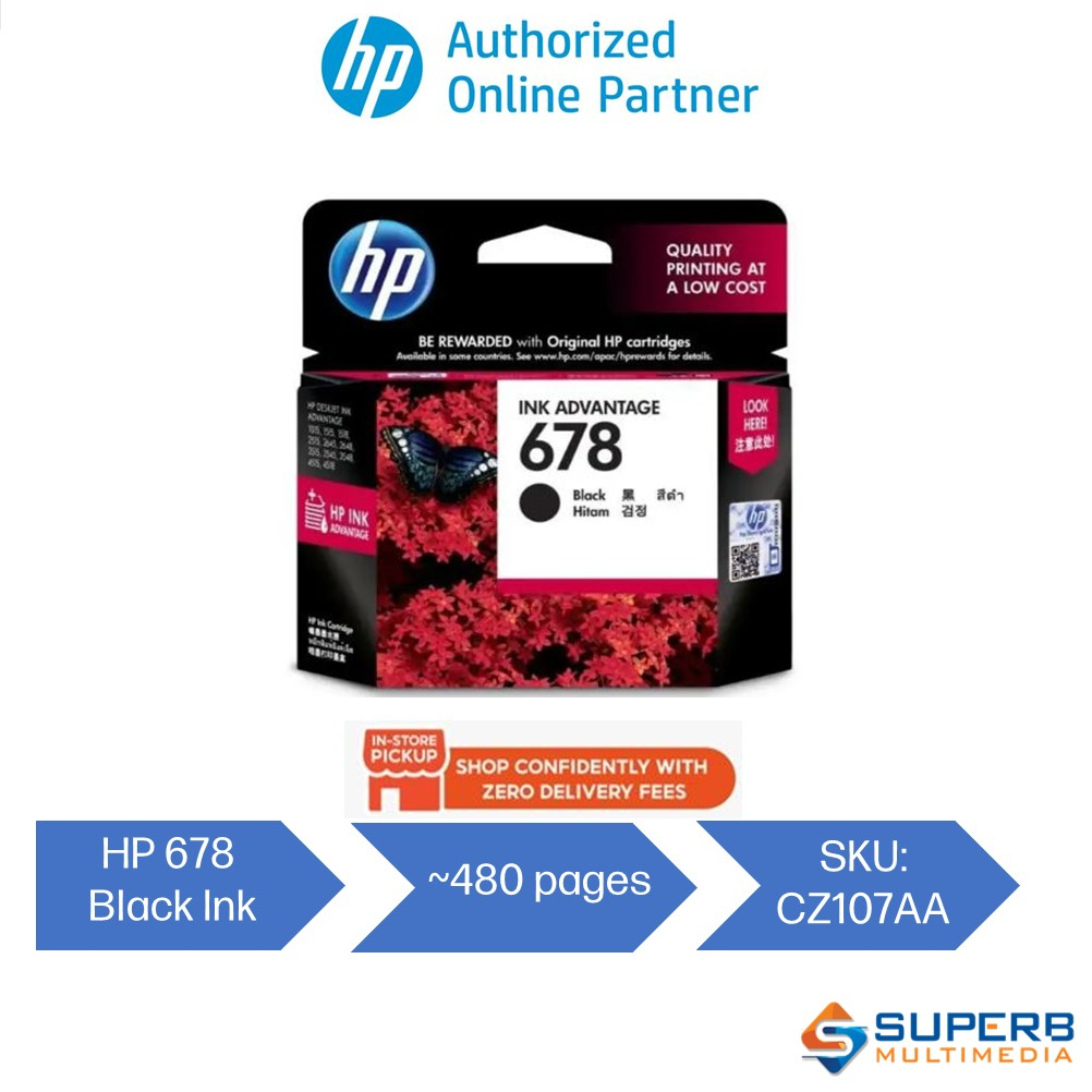 HP 678 Black Original Ink Cartridge [CZ107AA] Shopee Malaysia