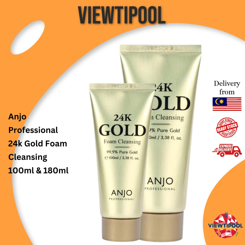 Nettoyant Moussant ANJO à L'or 24K - 180ml - Pour Tous Types De Peau - Fabriqué En Corée - Neuf Quotidien
