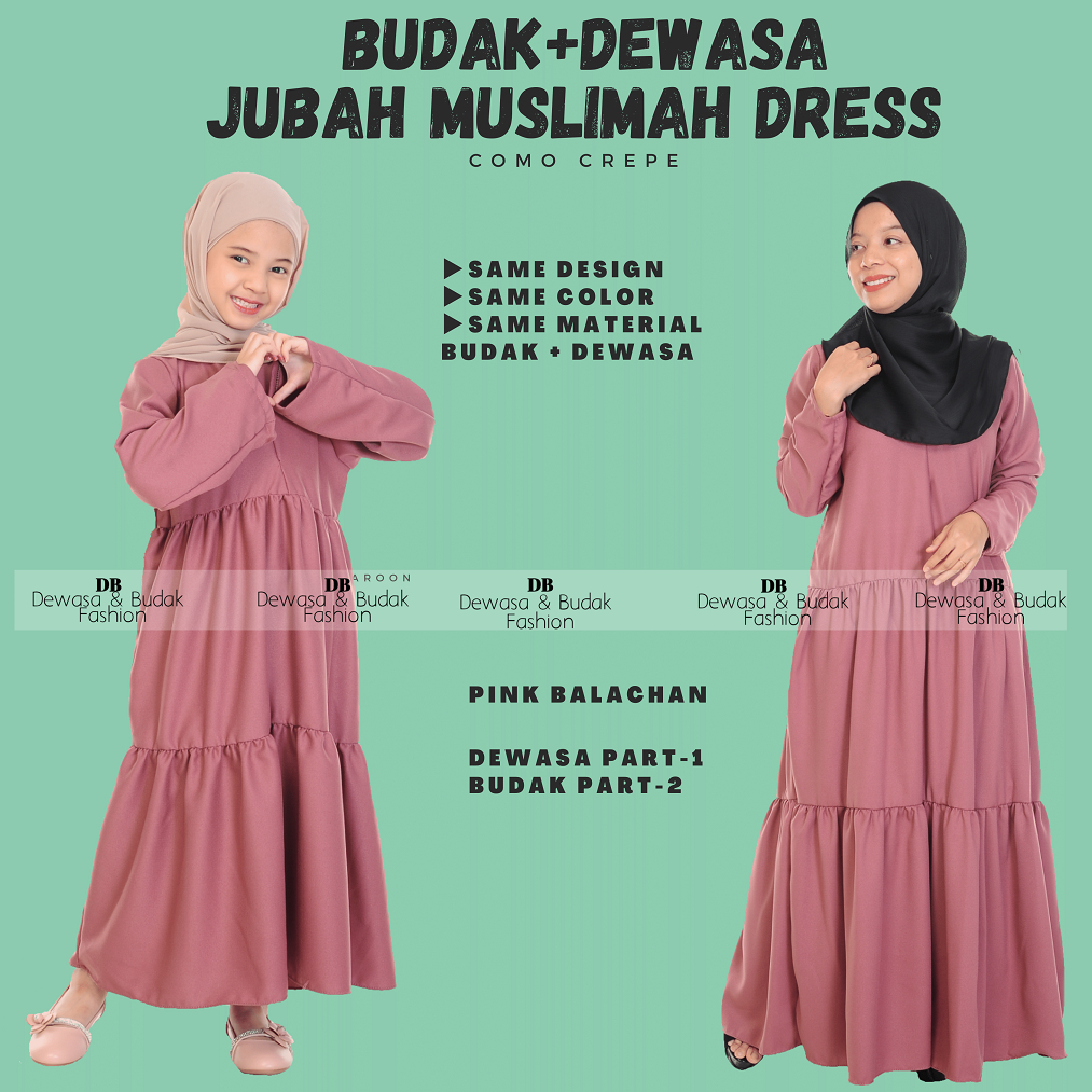 (BUDAK PART-2) BUDAK MUSLIMAH FRILLS JUBAH DRESS READY STOCK PLAIN ...