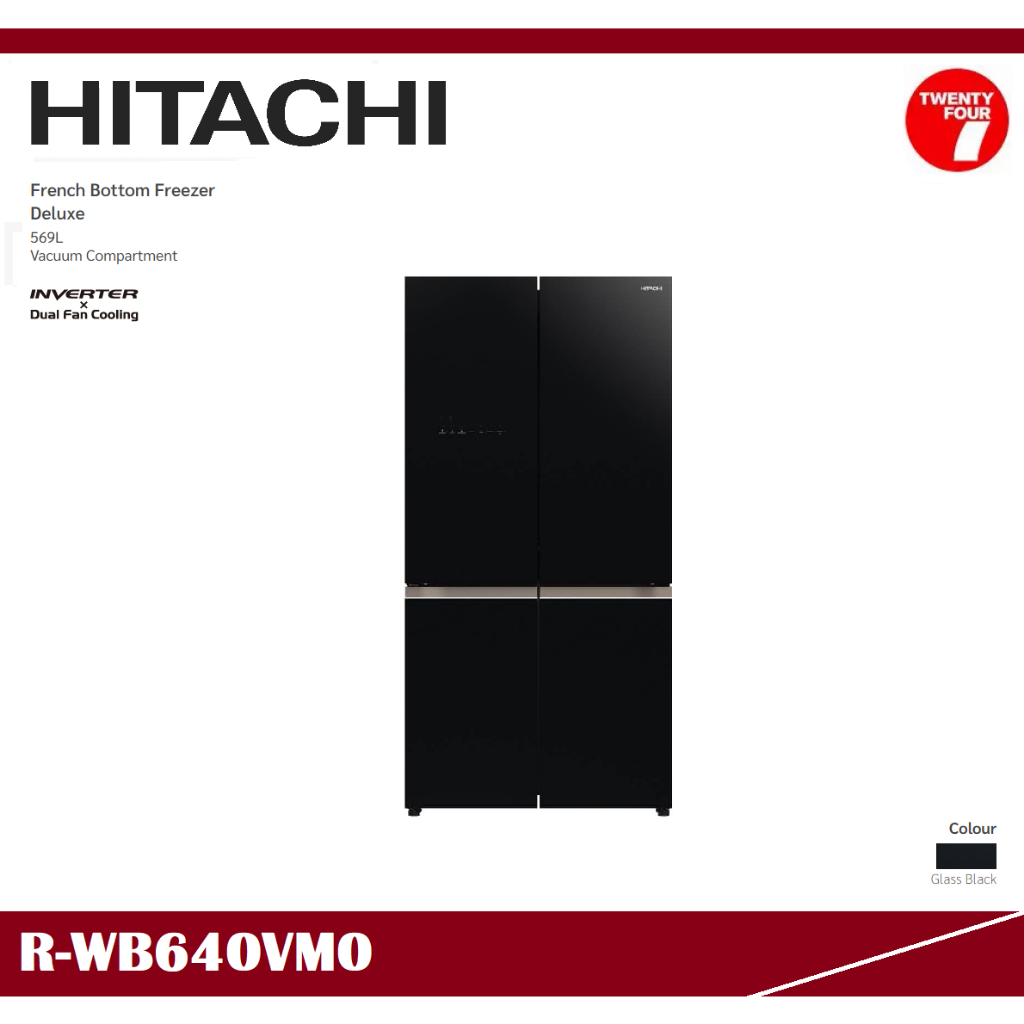 [ Delivered by Seller ] HITACHI 4 Door French Bottom Refrigerator