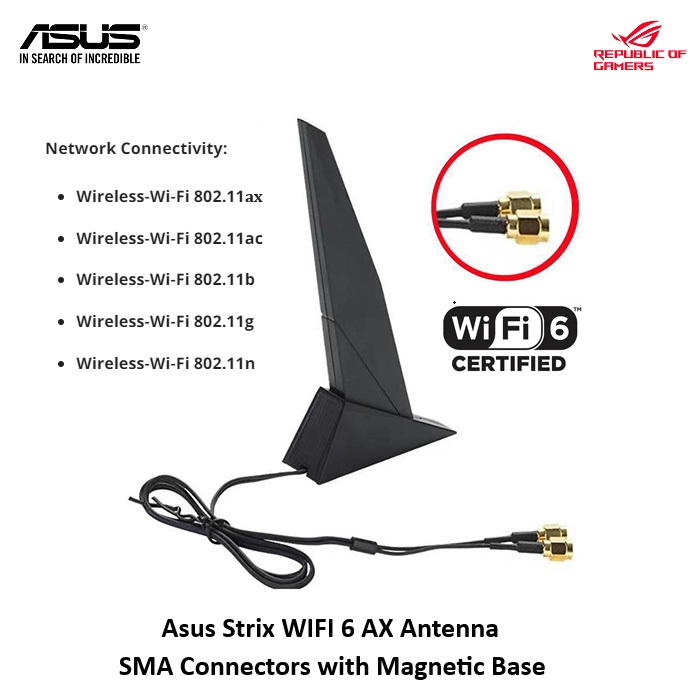 Asus WiFi 6 Dual Band SMA Antenna For ROG Strix Motherboard Universal