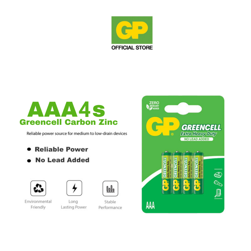 GP GREENCELL Extra Heavy Duty Battery AAA [ Card of 4s / Promo Pack