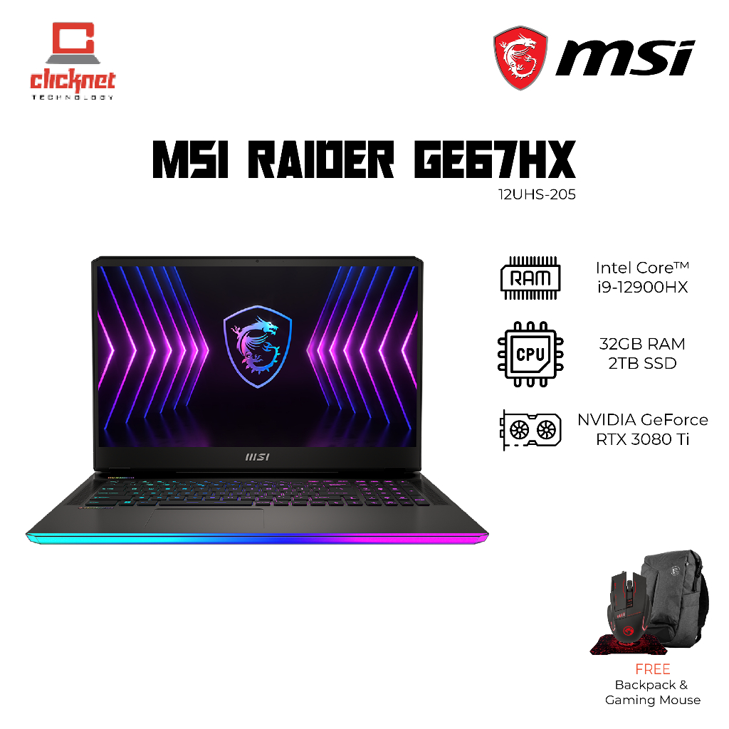 MSI Raider GE67HX 12UHS-205/GE77HX 12UHS-236MY/15.6" 240Hz OLED Gaming ...