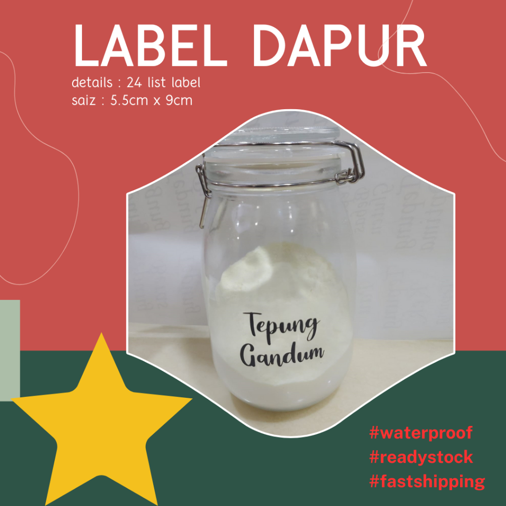 Label Tepung I Flour Sticker Transparent I Label Rempah Ratus I Sticker Dapur Waterproof I