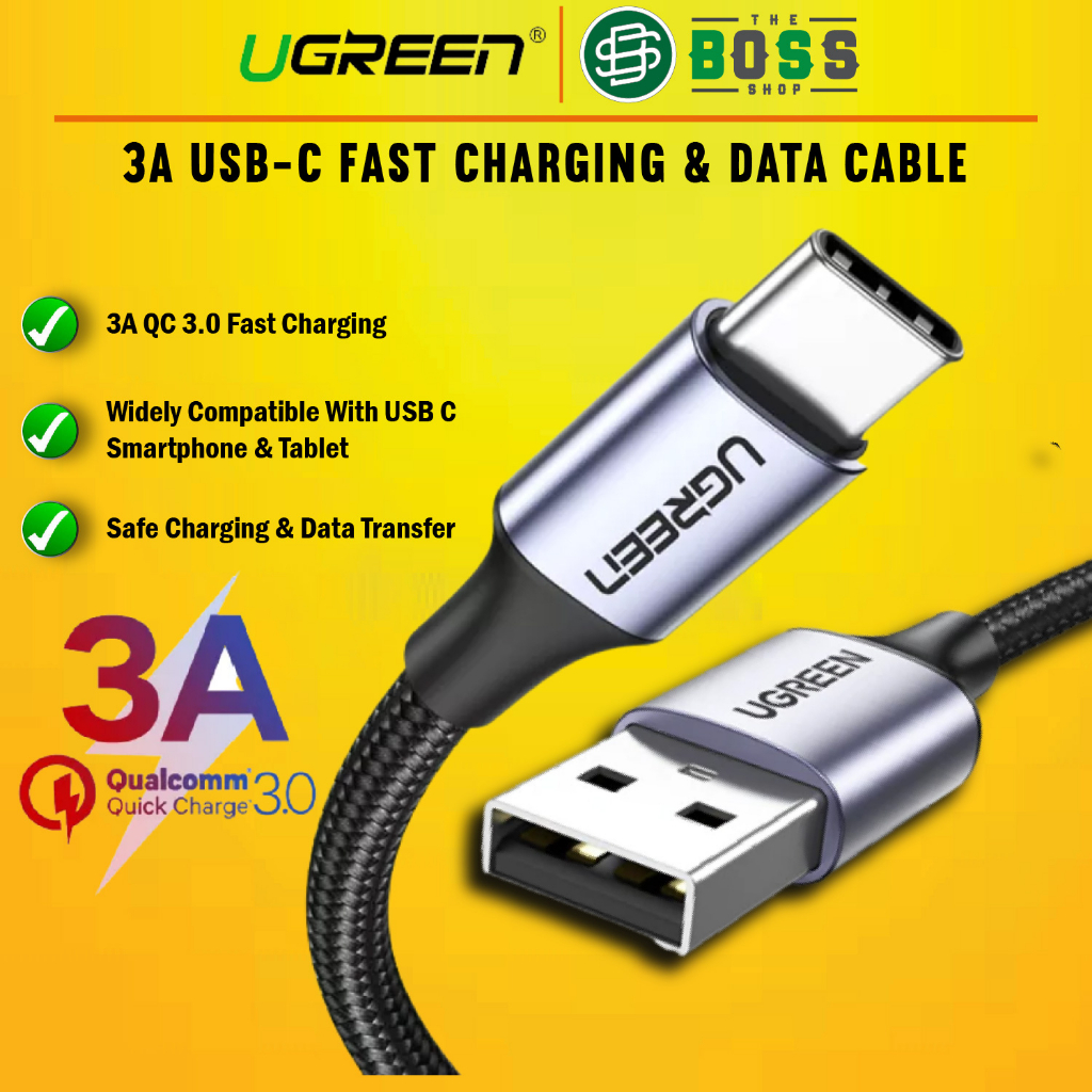 Type C Samsung Galaxy A30 Fast Charger UGREEN Nylon Braid USB Type