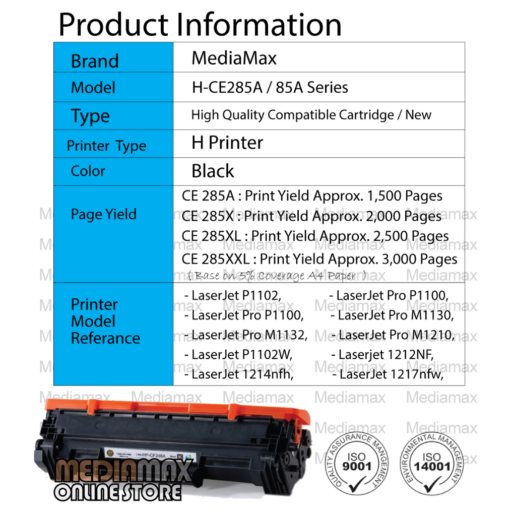 4x Compatible CE285A Toner Cartridge Use for HP CE285 285A 85A LaserJet ...