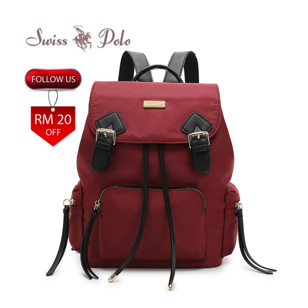 SWISS POLO Ladies Backpack HEK 75752 Red Shopee Malaysia