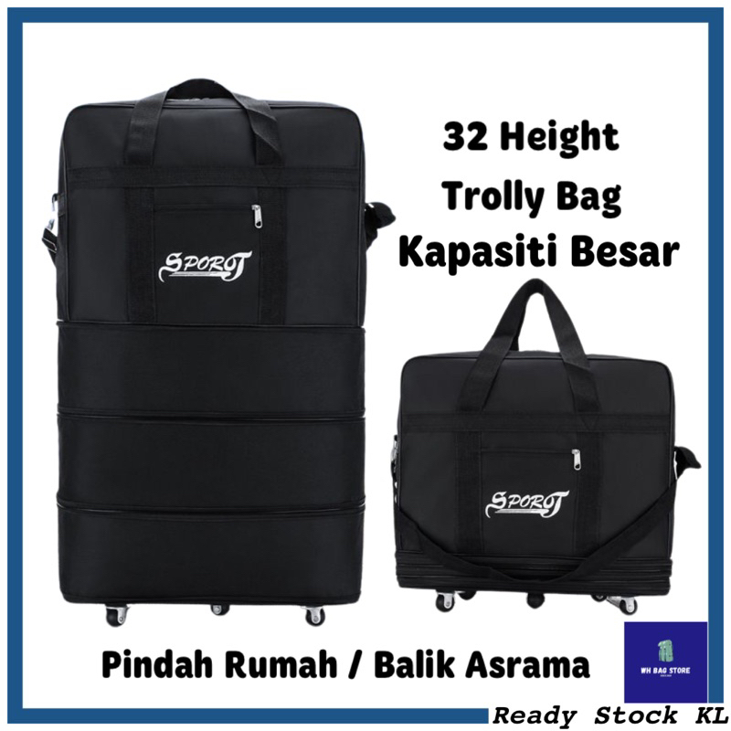 Bag Travel Roda Beg Balik Kampung Roda Wheel Baggage Travel Bag Cabin Bag  Trolly Expandable Suitcase Large Capacity