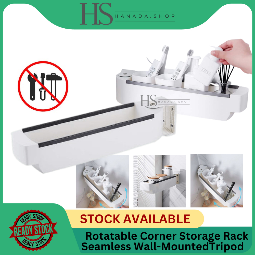 Rotatable Corner Shelf Storage Rack Free Multipurpose Kitchen Toilet ...