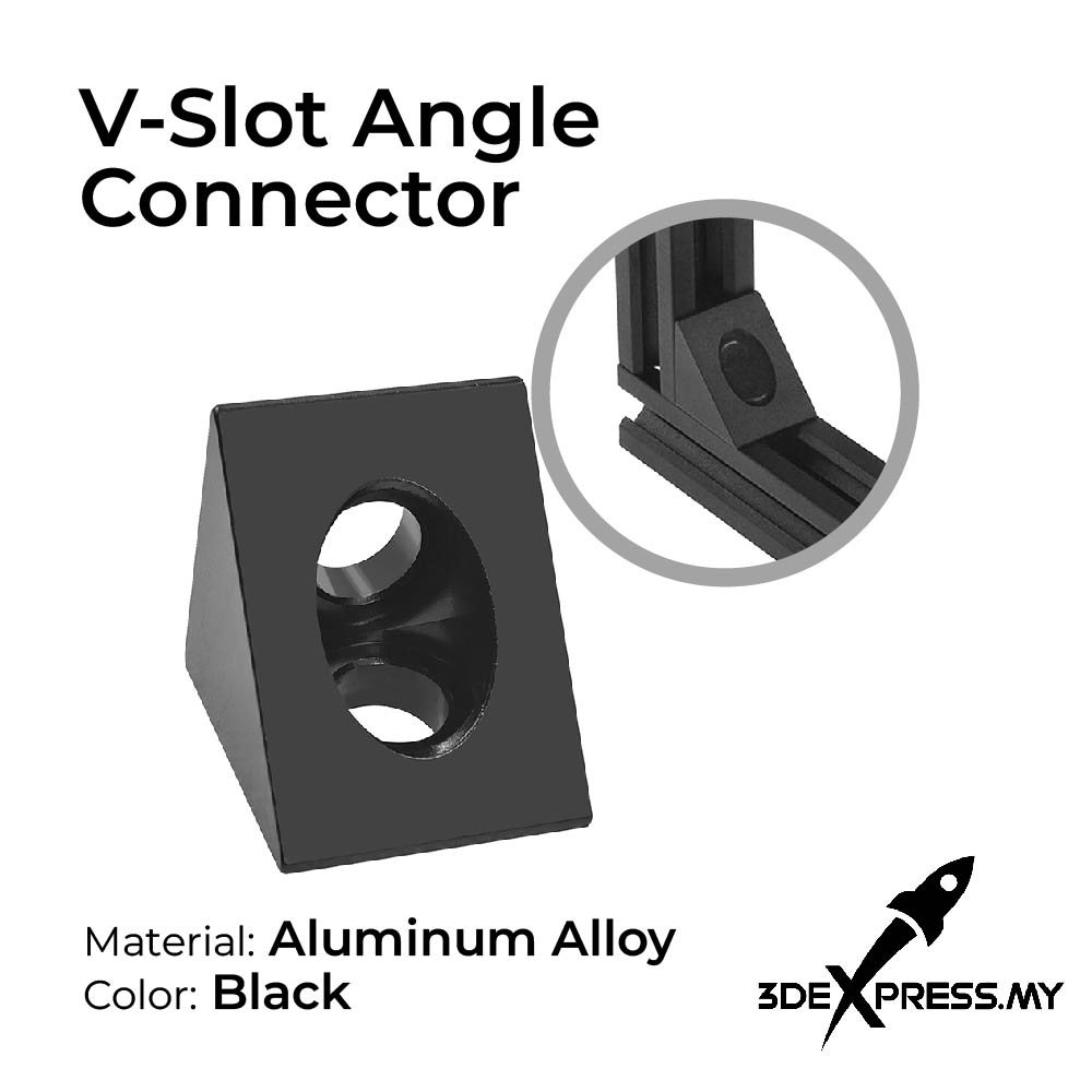 1 pcs V-slot Black Angle Corner Connector 90 degree Angle Bracket for  openbuilds CNC mill 3D printer