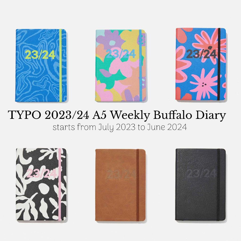 TYPO Planner / Year 2023 & 2024 A5 & A6 Weekly Daily Buffalo Diary 14.8