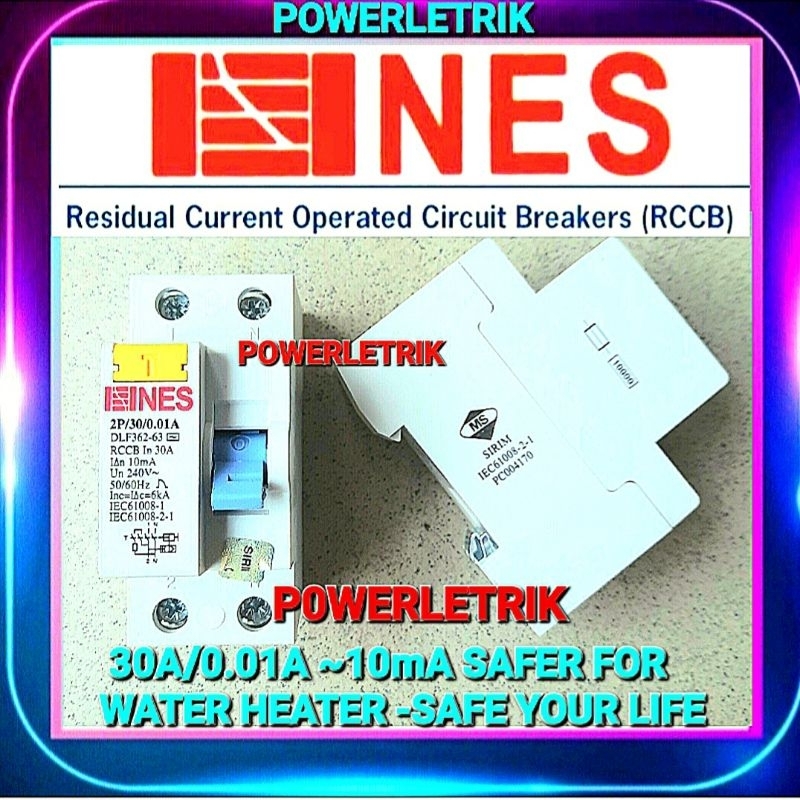 *READY STOCK* NES 2P 30A 30/0.01A ~10mA RCCB/ELCB SPECIALLY FOR WATER ...