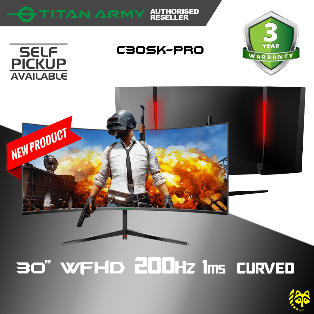 TITAN ARMY 30” Curved VA 200Hz 1ms 92%sRGB Adaptive Sync Ultrawide ...