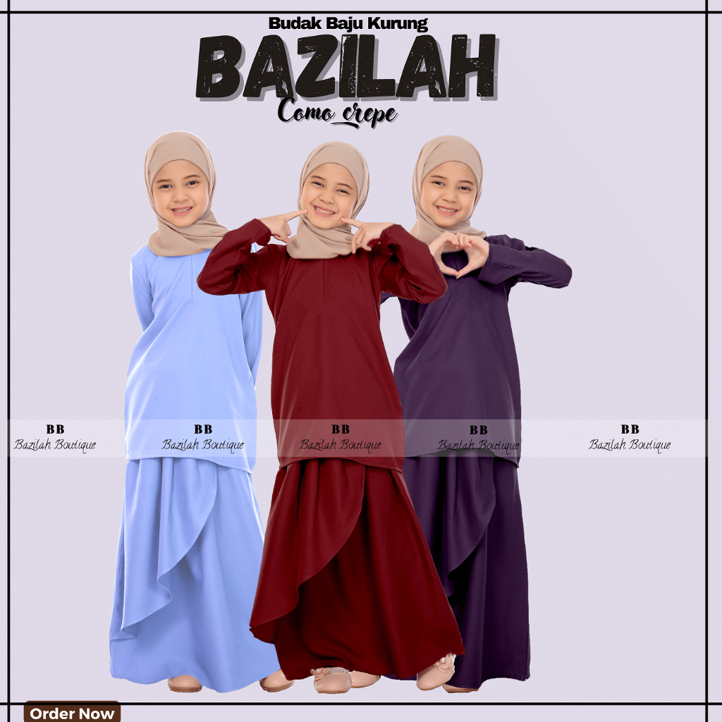 NEW ARRIVAL BUDAK RAYA BAJU KURUNG MUSLIMAH PLAIN COMO CREPE 2 YEARS TO ...