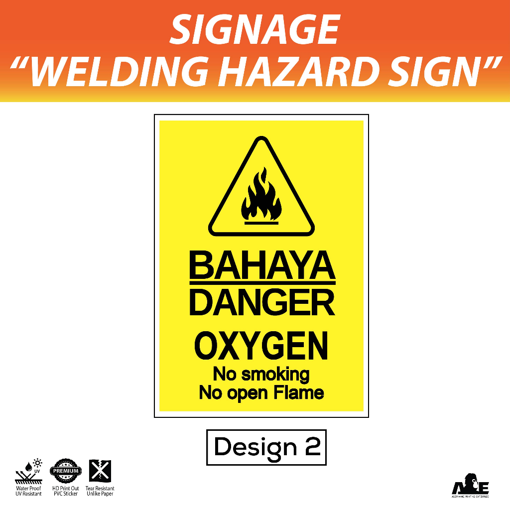 Welding Hazard Sign 2 Danger Flammable Gas No Smoking No Open