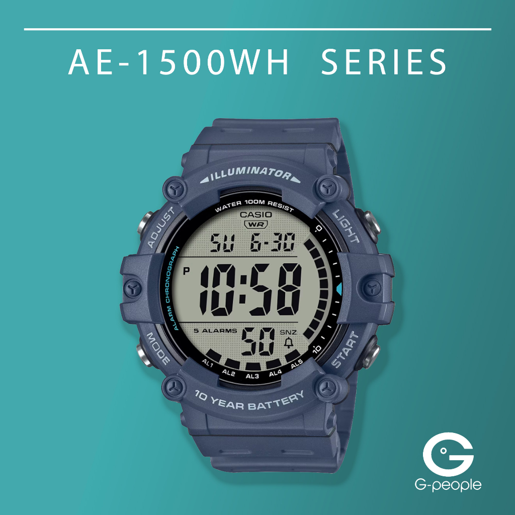 Casio Orologio Sportivo AE-1500WH-2AVCF - 100m LED 10 Anni Batteria
