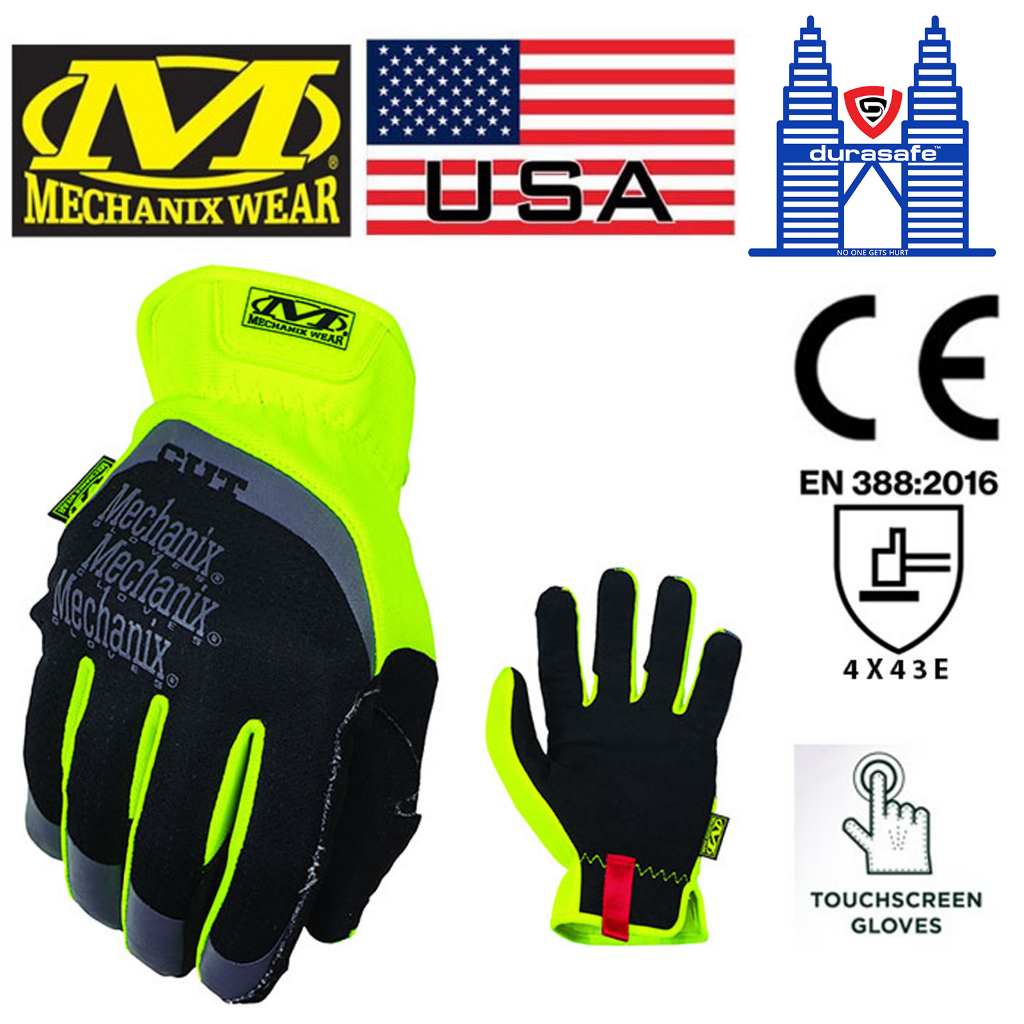 MECHANIX SFFC91 CutResistant FastFit E5 Glove HiViz Yellow Size L