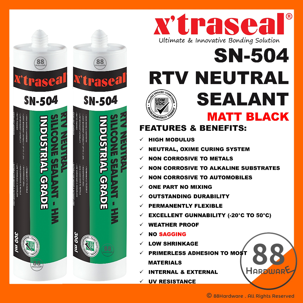 【READY STOCK】 xtraseal SN504 Industrial Grade RTV Neutral MATTE BLACK Silicone Sealant High