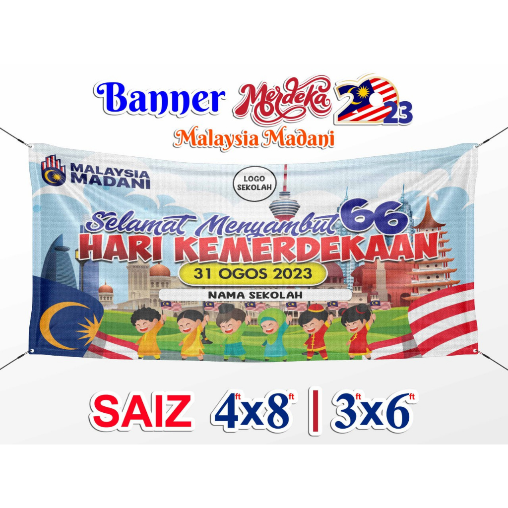 Banner Hari Kemerdekaan 2023 Malaysia Madani Merdeka Hari Kebangsaan Boleh Tambah Nama And Logo