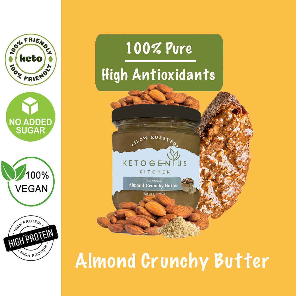 Ketogenius Kitchen Pure Almond Crunchy Butter (100g/225g) No Sugar