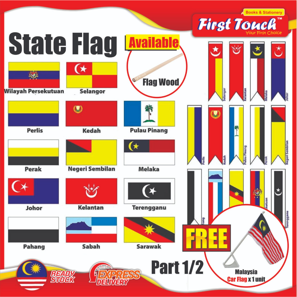 [Part 1] Bendera Negeri State Flag All Malaysia Jalur Gemilang Banting ...