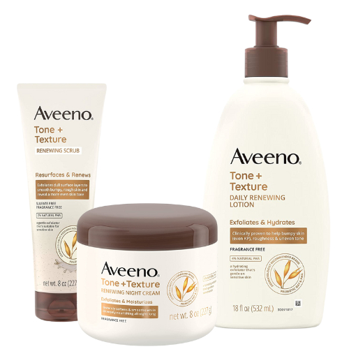 Aveeno Tone + Texture Renewing Hand and Body Lotion for Sensitive Skin,  Fragrance Free, 18 oz