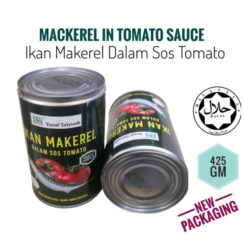 Canned Mackerel in Tomato Sauce 425 gm Ikan Makerel Tin Sos Tomato ...