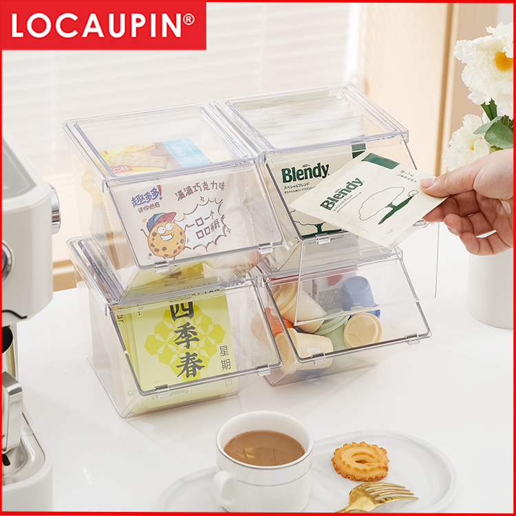 Bafnsiji 2 Tier Tea Bag Storage, Boîtes De Stockage De Thé, Transparent