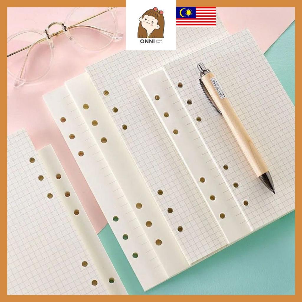 ONNI 🇲🇾 6 Holes Refill Paper A5 A6 45sheets Loose Leaf Notebook Diary