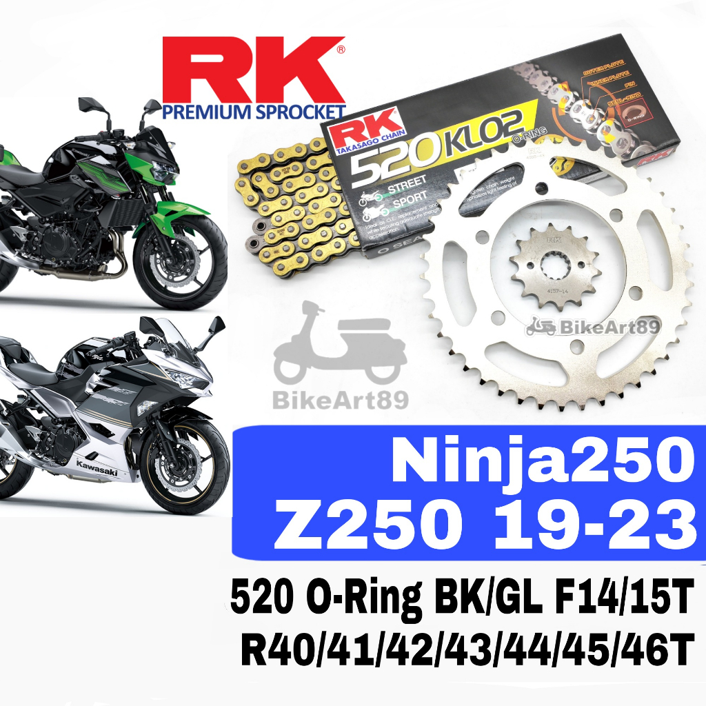RK Sprocket Set Kawasaki Ninja 250 Z250 19-23 RK 520 KLO2 O-Ring Black ...