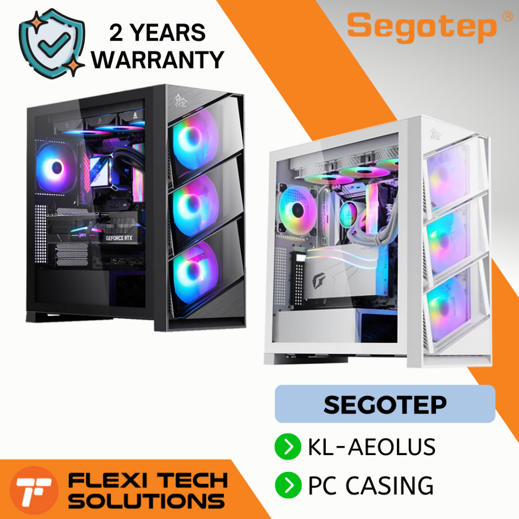 Flexi Tech SEGOTEP KL Aeolus CASE Black & White PC Desktop ATX Case ...