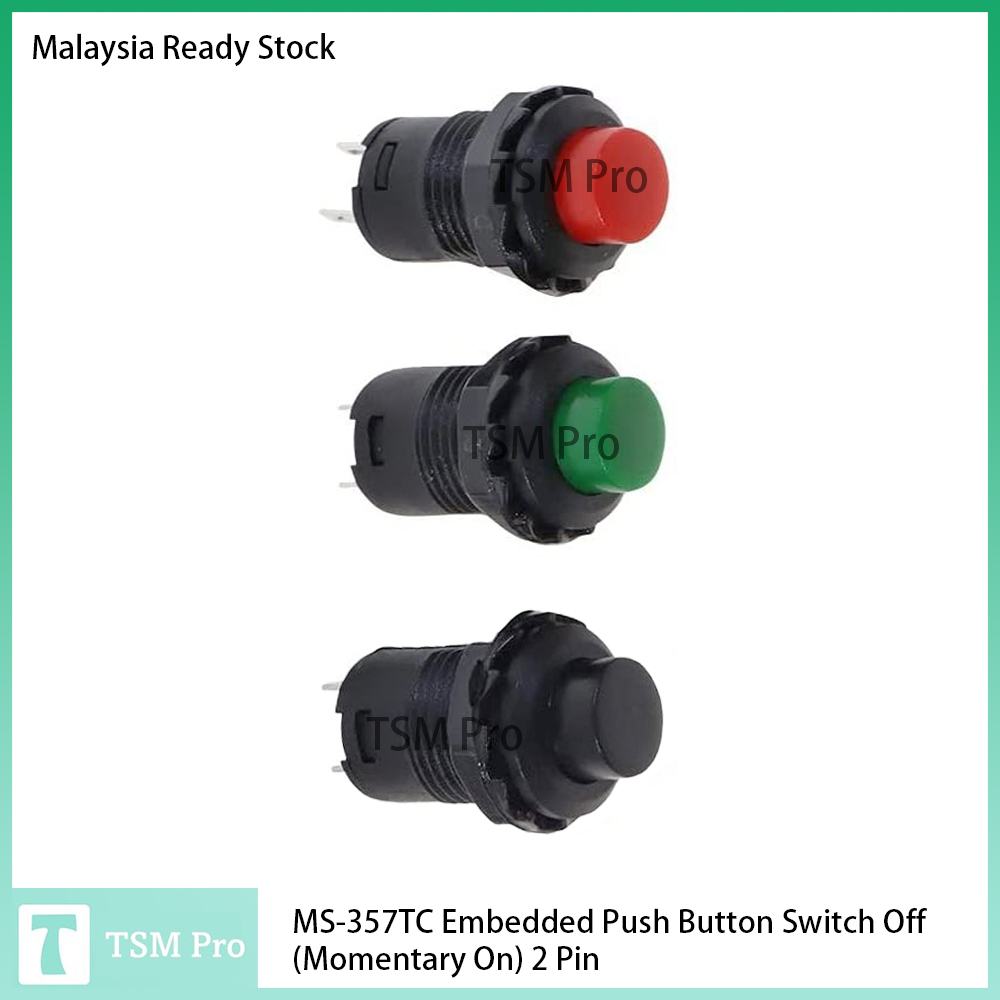 MS-357TC Embedded Push Button Switch Off (Momentary On) 2 Pin 3A 125Vac ...