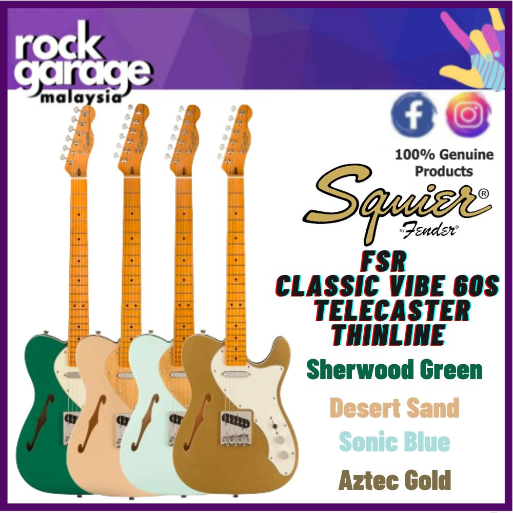 Squier Fsr Classic Vibe 60s Telecaster Thinline Electric Guitar Maple Fb Aztec Golddesert 7533