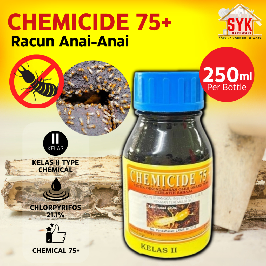 SYK CHEMICIDE 75+ 250ml Termite Killer Poison Liquid Home Garden Pest