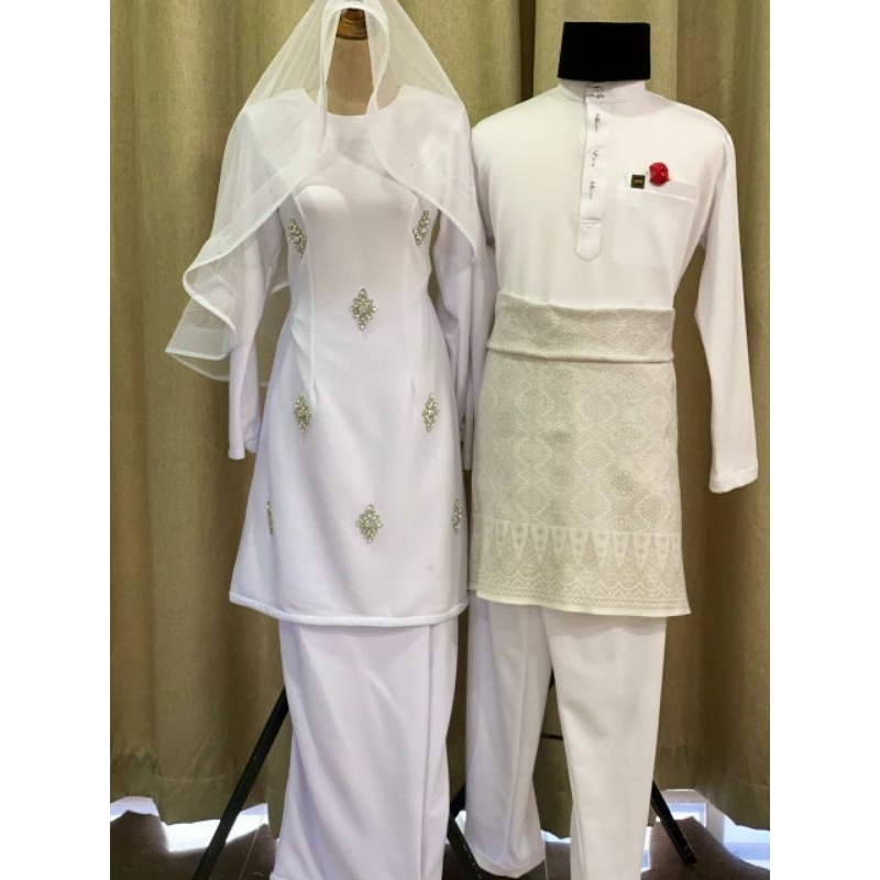 PURE WHITE BAJU AKAD NIKAH/SANDING/TUNANG | Shopee Malaysia